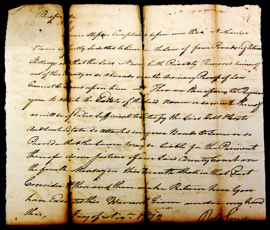 James Steptoe Complaint against John Nance 1772